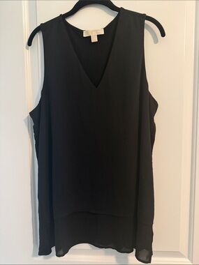 Michael Kors Black V-Neck Layered Chiffon Camisole